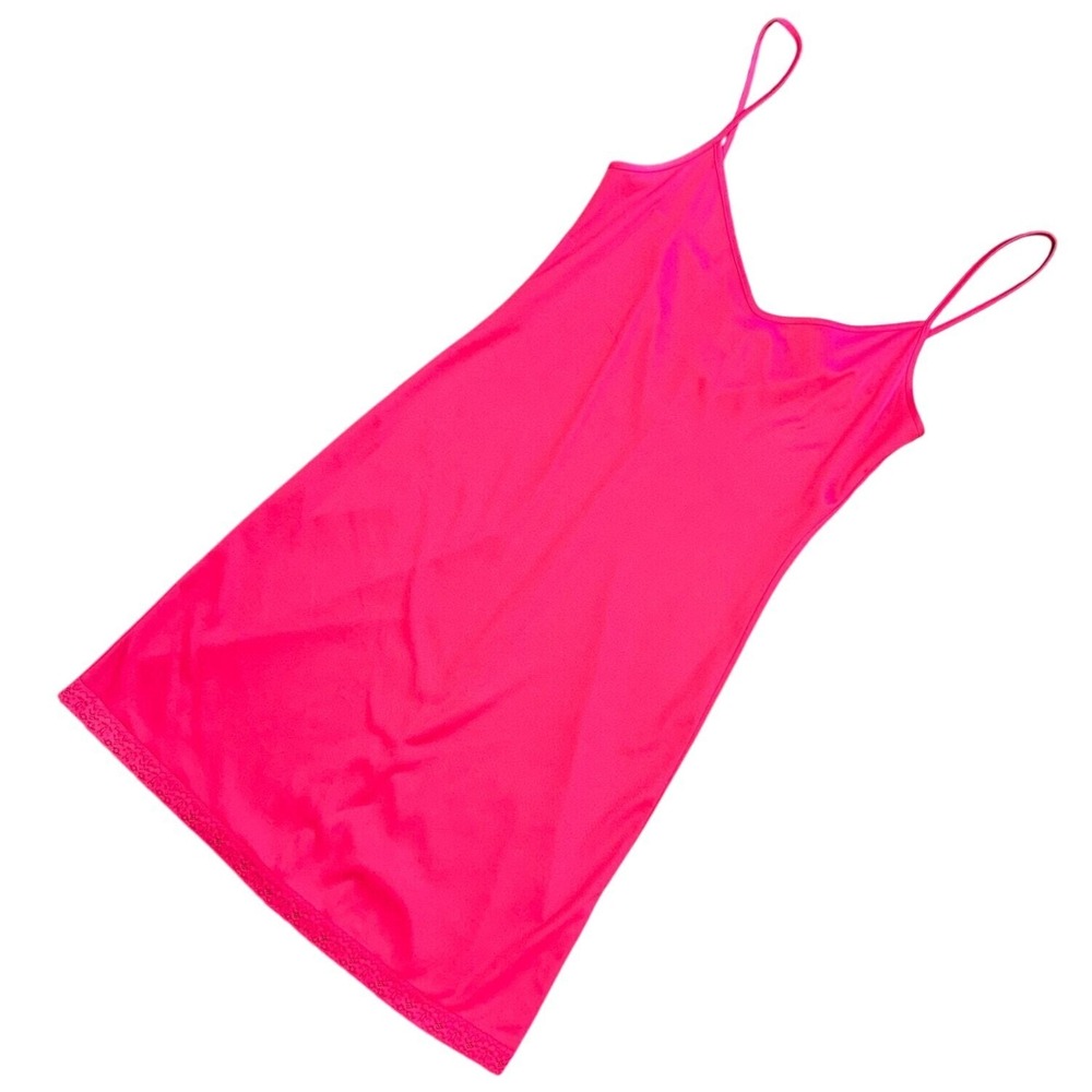 BCBG Max Azria Hot Pink Lace Trim Slip Dress Lingerie Party‎ Sexy Size 2